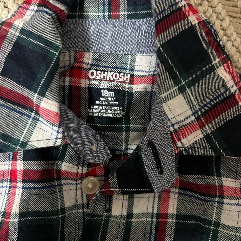 NWT OshKosh B'gosh Plaid long sleeve shirt - Red, Blue, White